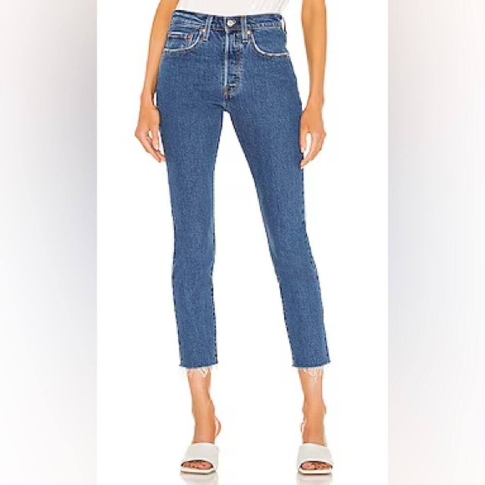 Levis Premium 501 skinny distressed High waist ankle stretch jeans womens 25